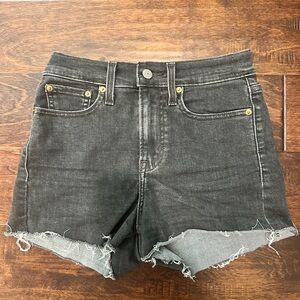 Levi's Black High-Waist Frayed Hem Denim Shorts